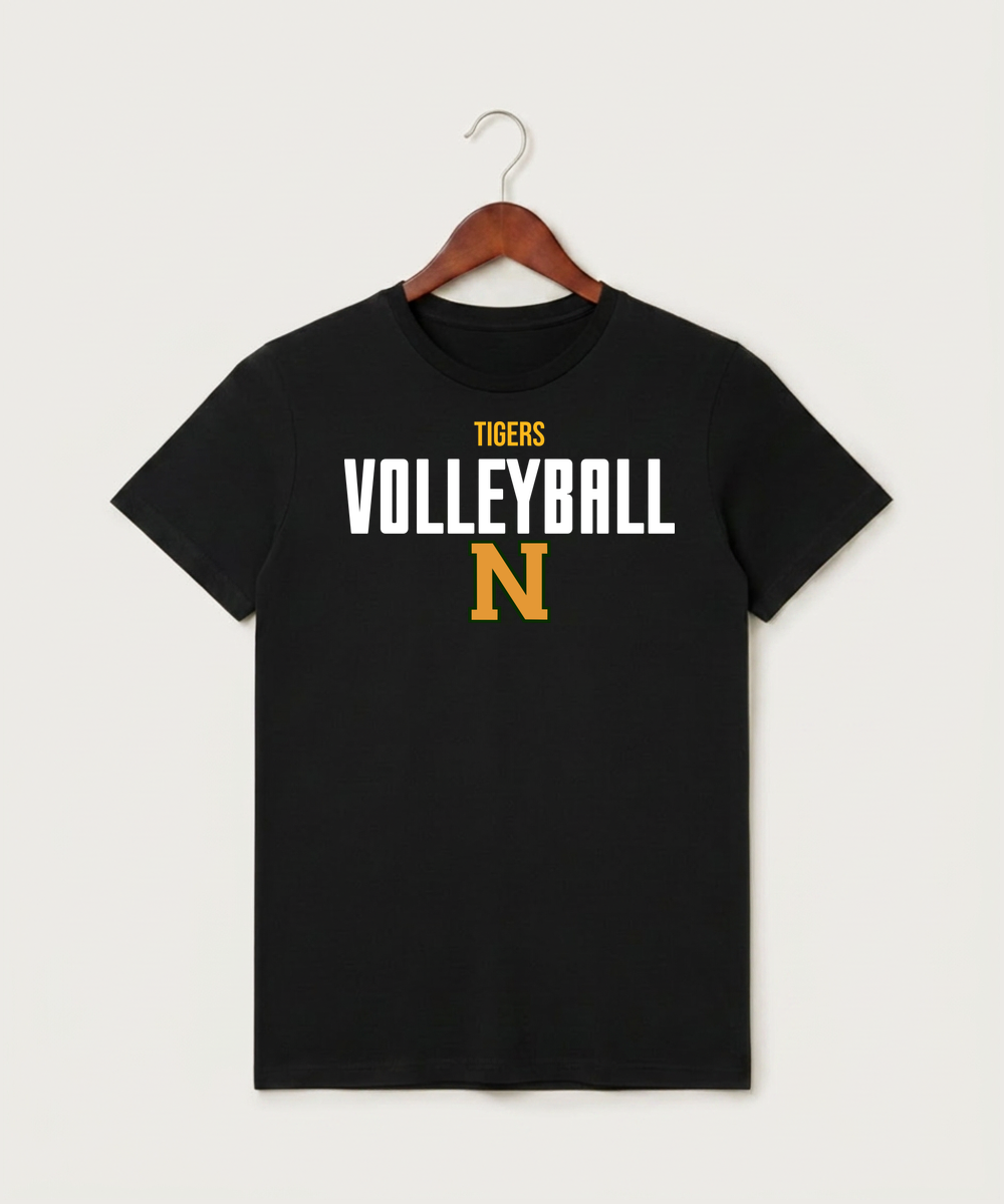 Nevis High School Volleyball (Girls) - Black T-Shirt - Full Front