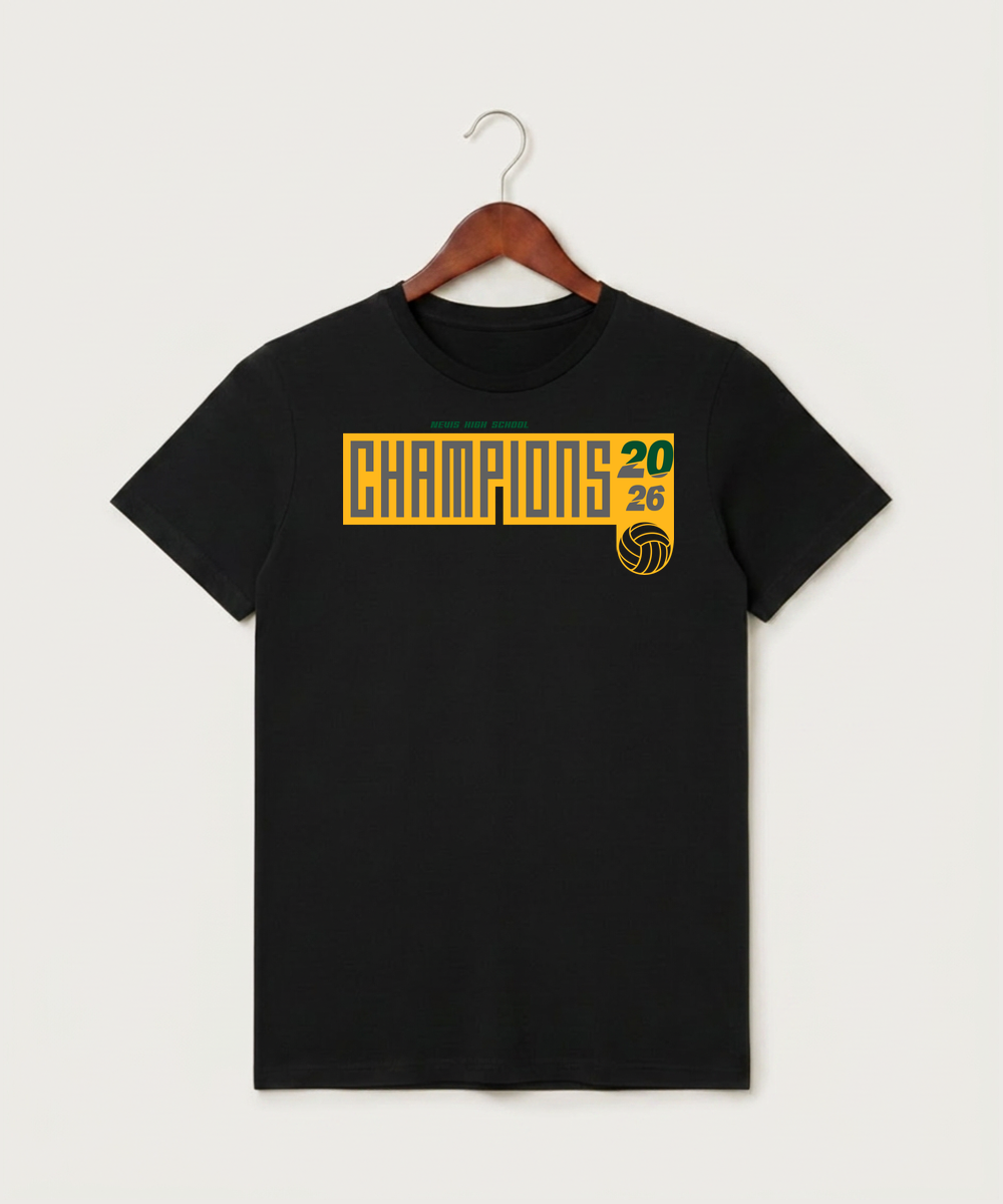 Nevis High School Volleyball (Girls) - Black T-Shirt - Full Front