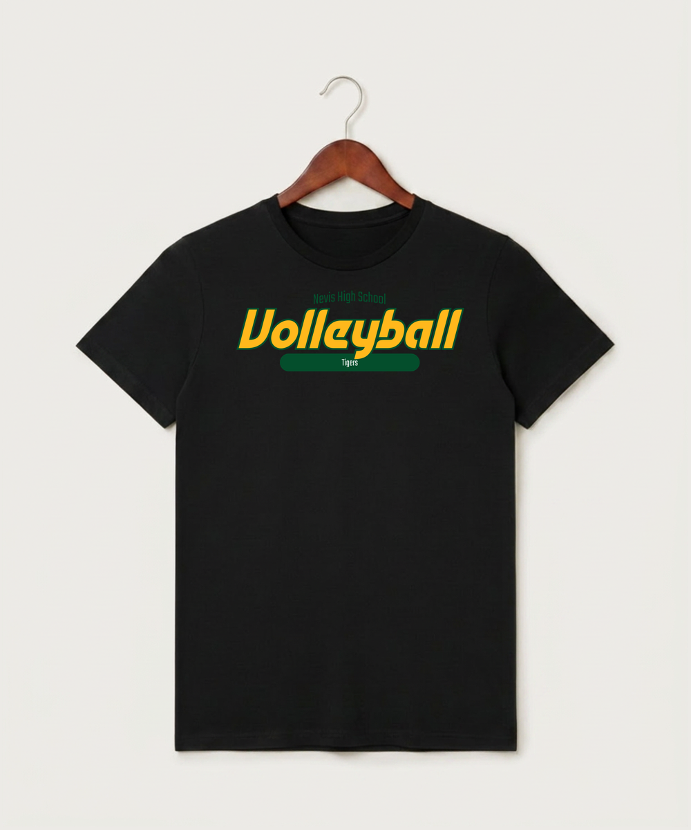 Nevis High School Volleyball (Girls) - Black T-Shirt - Full Front
