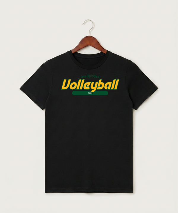 Nevis High School Volleyball (Girls) - Black T-Shirt - Full Front