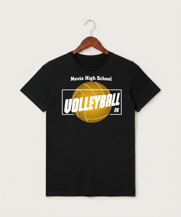 Nevis High School Volleyball (Girls) - Black T-Shirt - Full Front