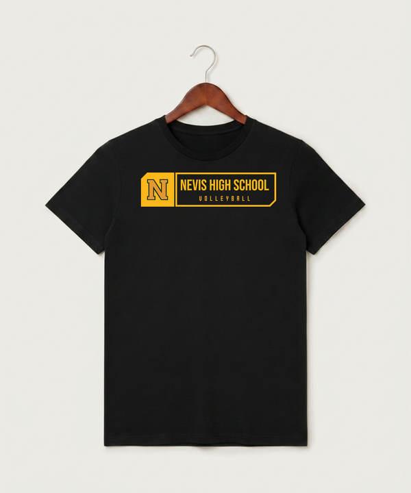 Nevis High School Volleyball (Girls) - Black T-Shirt - Full Front