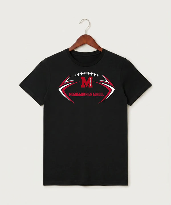 Mcgregor High School Football (Boys) - Black T-Shirt - Full Front