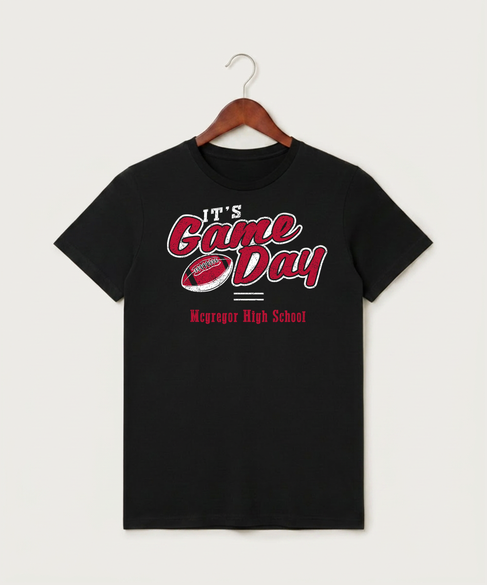 Mcgregor High School Football (Boys) - Black T-Shirt - Full Front