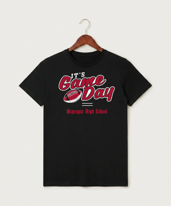 Mcgregor High School Football (Boys) - Black T-Shirt - Full Front