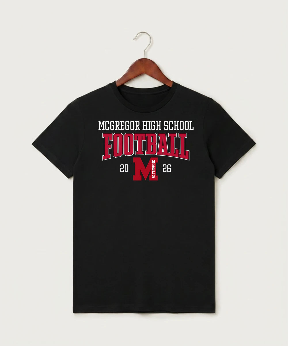 Mcgregor High School Football (Boys) - Black T-Shirt - Full Front