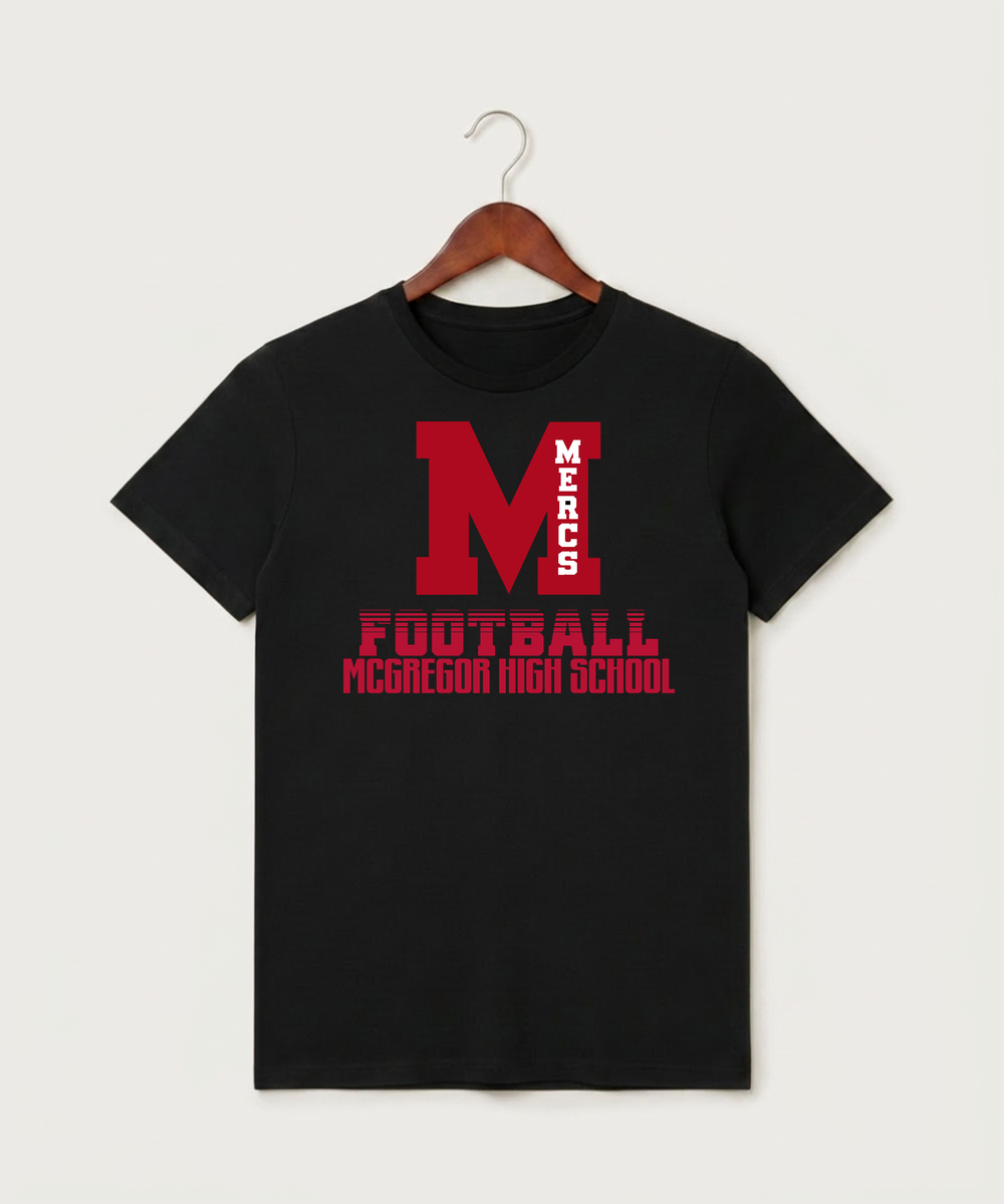 Mcgregor High School Football (Boys) - Black T-Shirt - Full Front