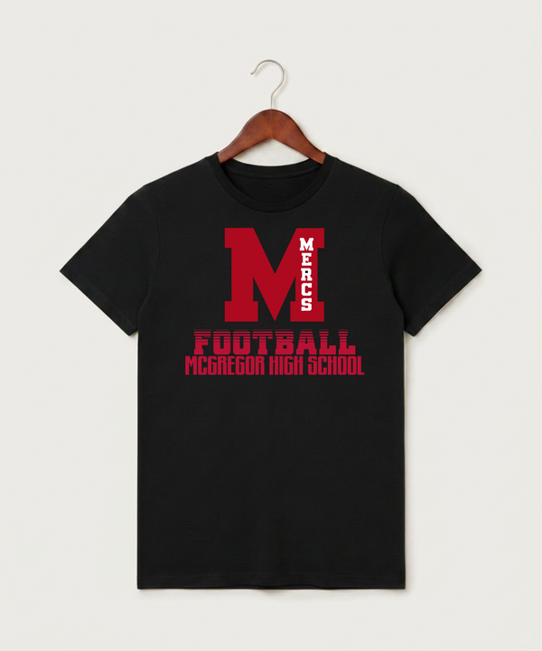 Mcgregor High School Football (Boys) - Black T-Shirt - Full Front