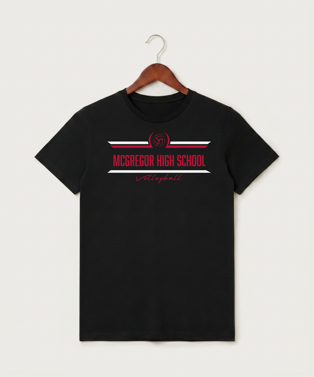 Mcgregor High School Volleyball (Girls) - Black T-Shirt - Full Front