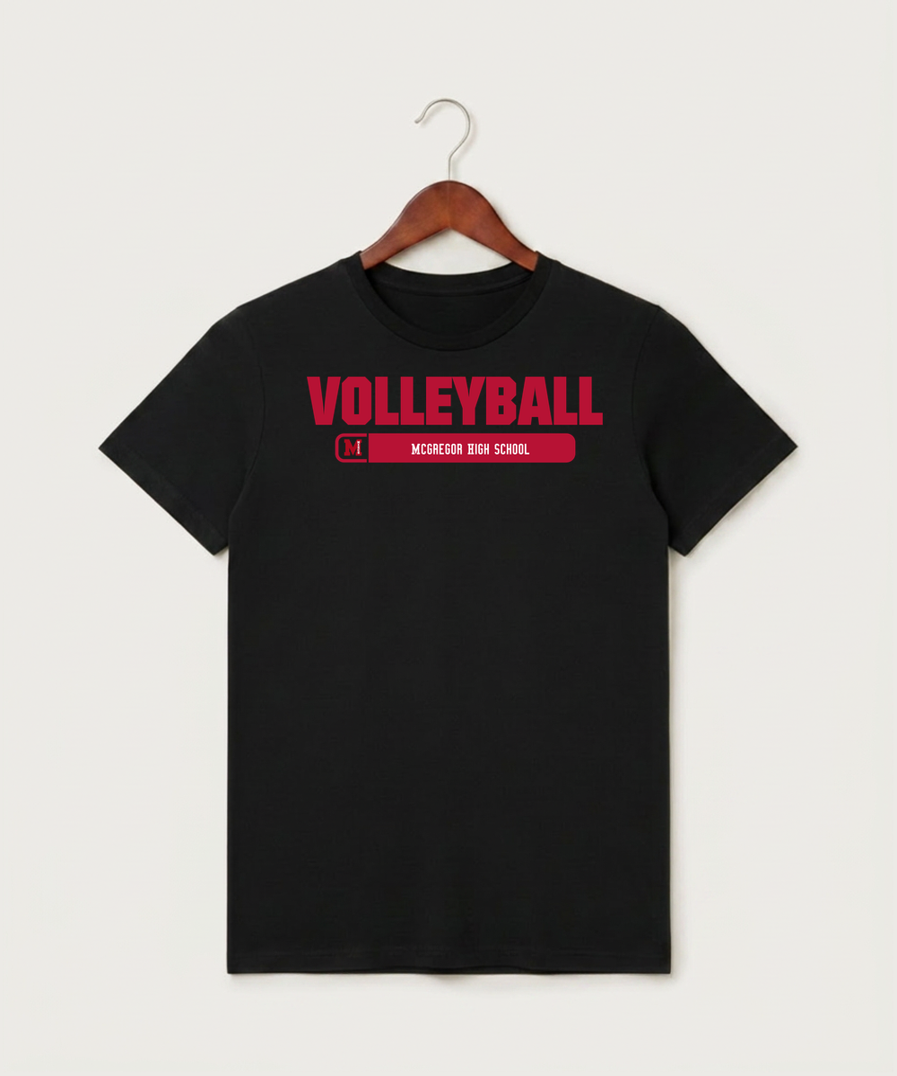 Mcgregor High School Volleyball (Girls) - Black T-Shirt - Full Front