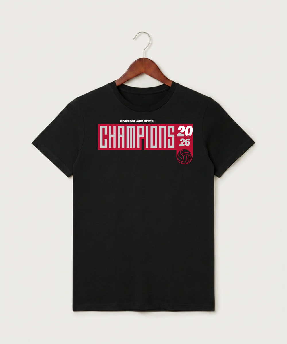 Mcgregor High School Volleyball (Girls) - Black T-Shirt - Full Front