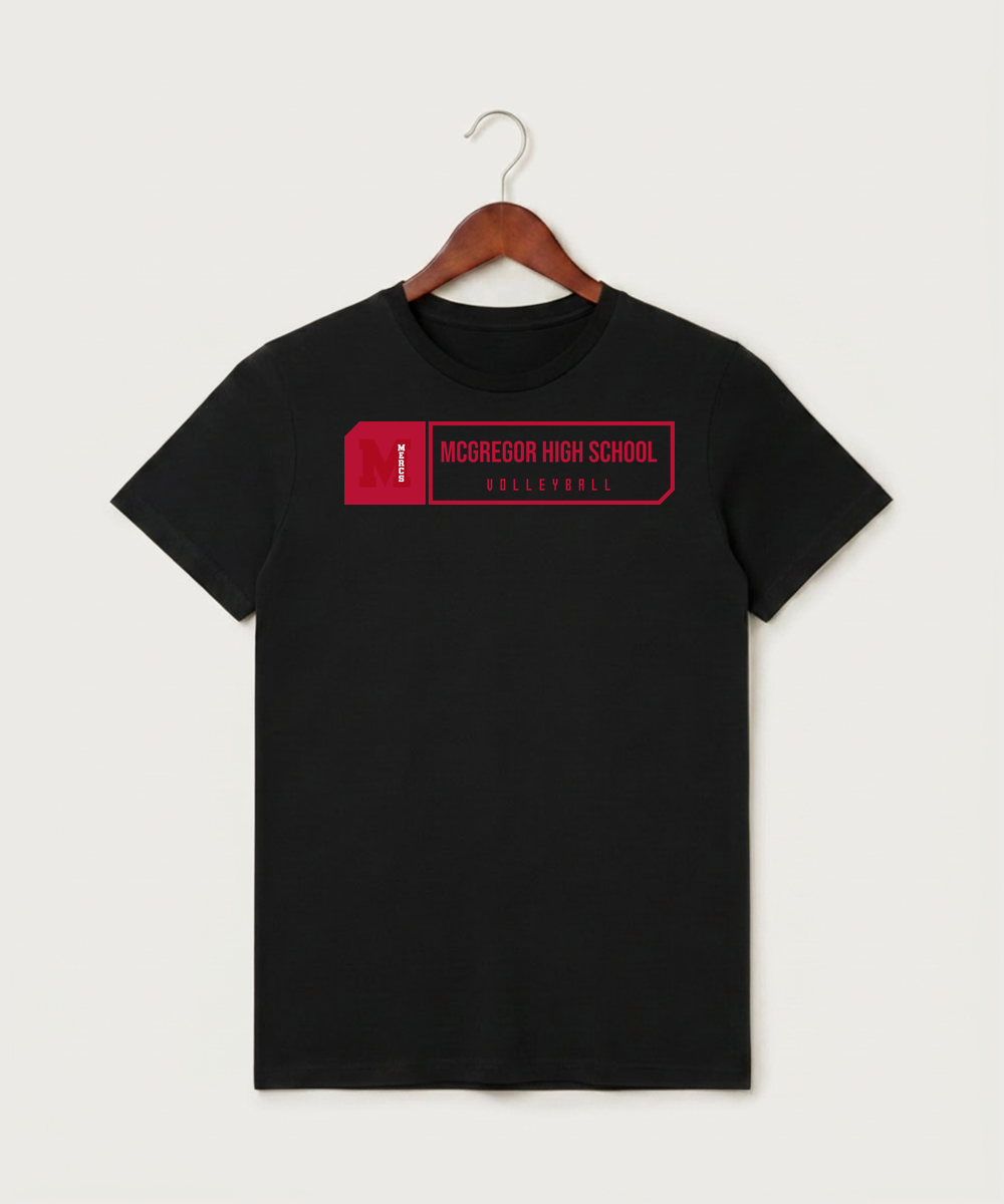 Mcgregor High School Volleyball (Girls) - Black T-Shirt - Full Front