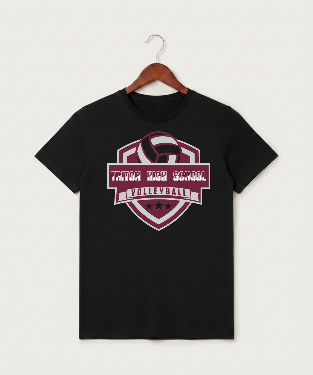 Triton High School Volleyball (Girls) - Black T-Shirt - Full Front
