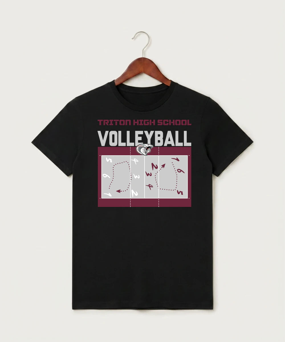 Triton High School Volleyball (Girls) - Black T-Shirt - Full Front