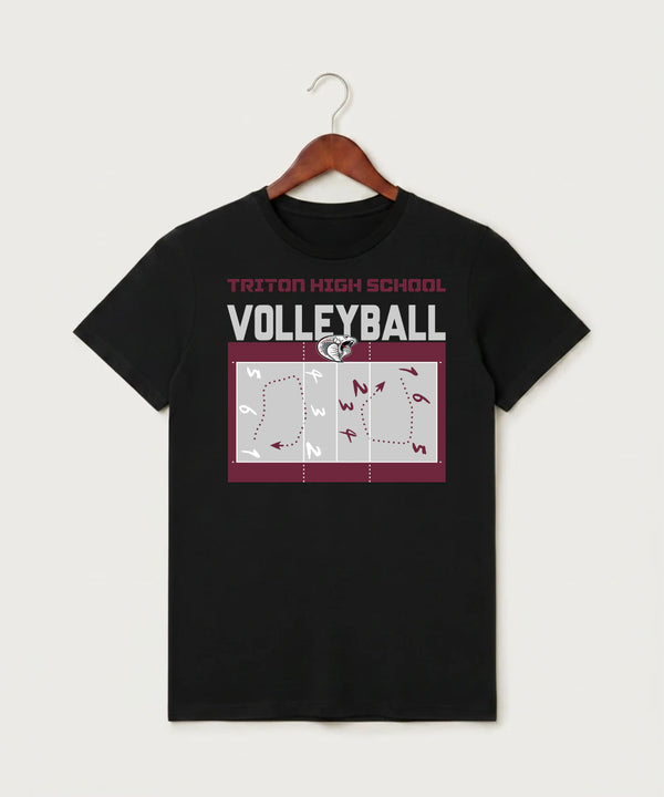 Triton High School Volleyball (Girls) - Black T-Shirt - Full Front