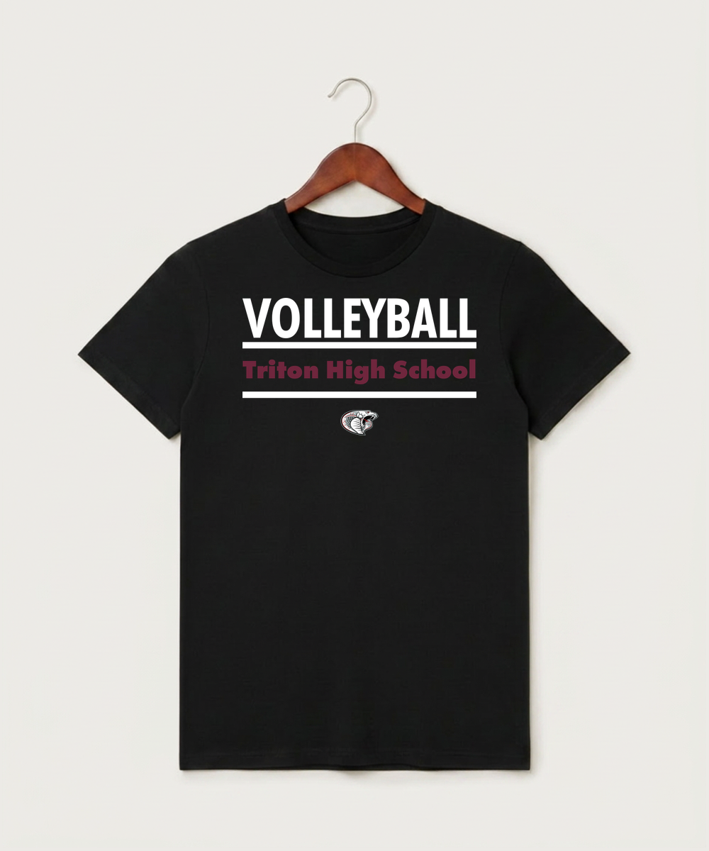 Triton High School Volleyball (Girls) - Black T-Shirt - Full Front