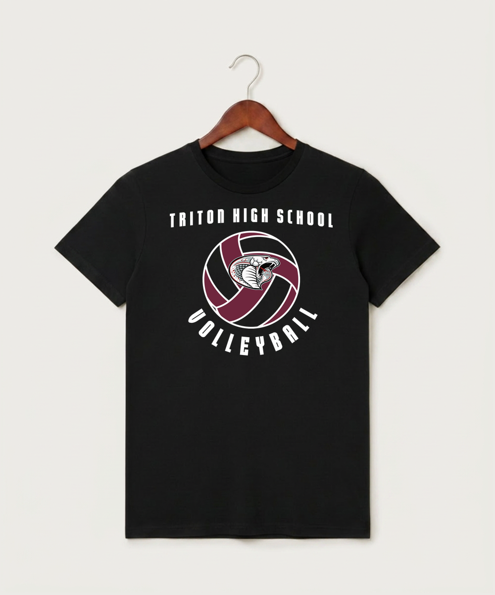Triton High School Volleyball (Girls) - Black T-Shirt - Full Front