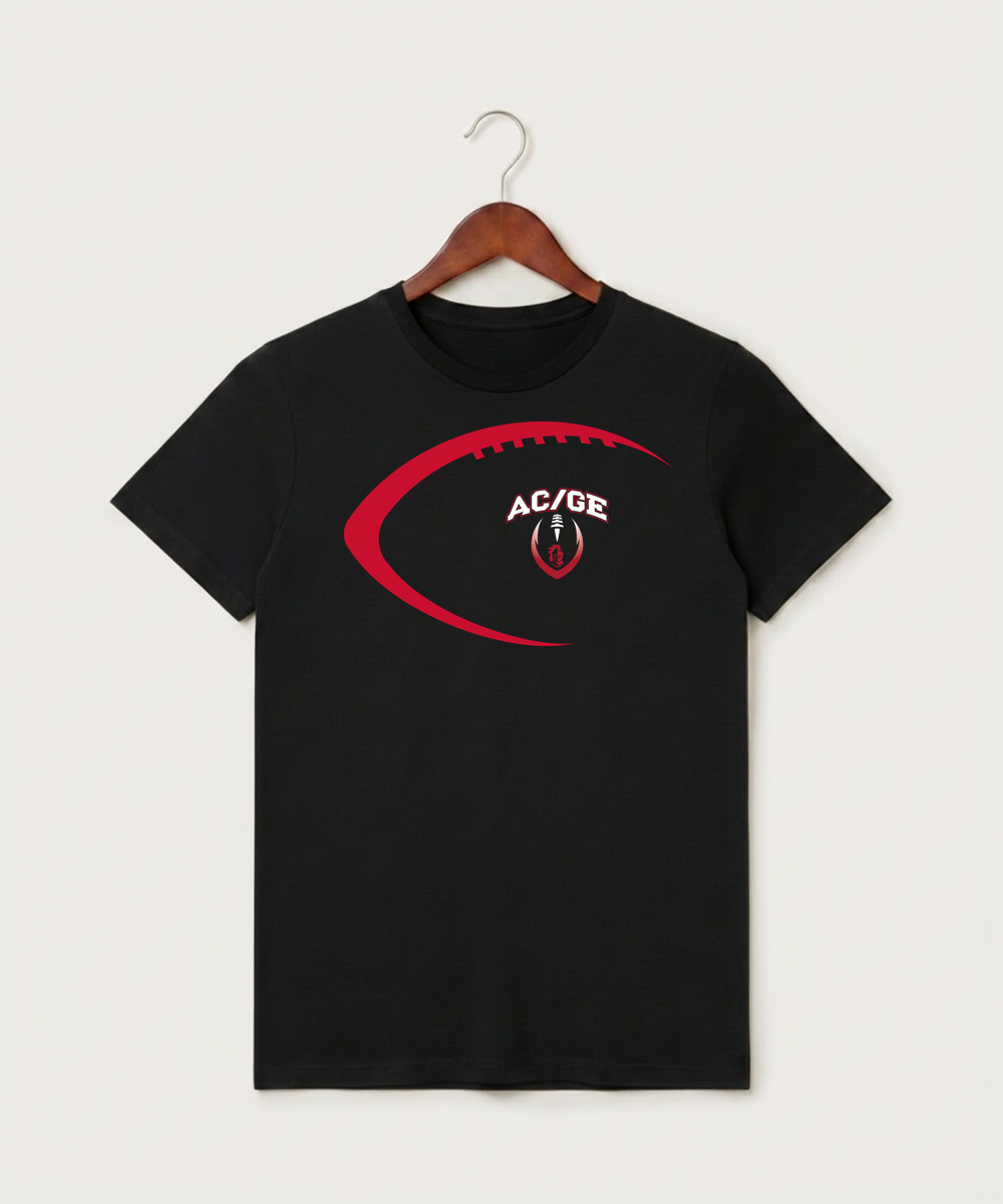 Alden-Conger-Glenville Emmons High School Football (Boys) - Black T-Shirt - Full Front