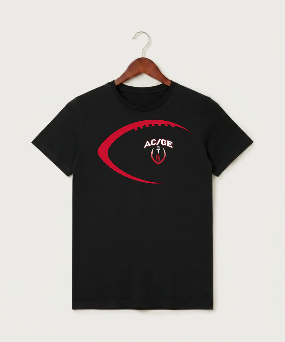 Alden-Conger-Glenville Emmons High School Football (Boys) - Black T-Shirt - Full Front