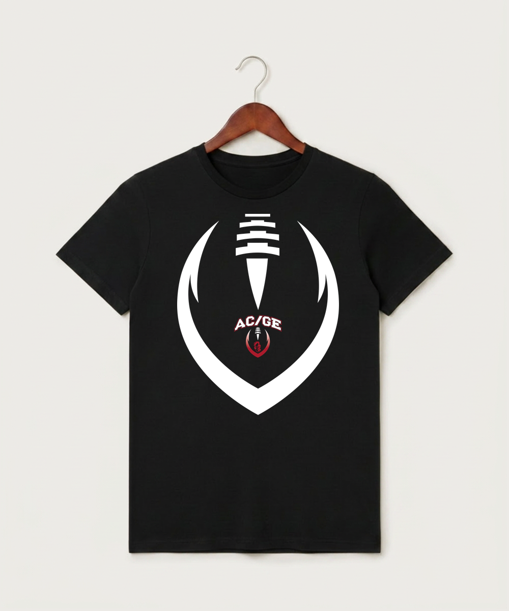 Alden-Conger-Glenville Emmons High School Football (Boys) - Black T-Shirt - Full Front