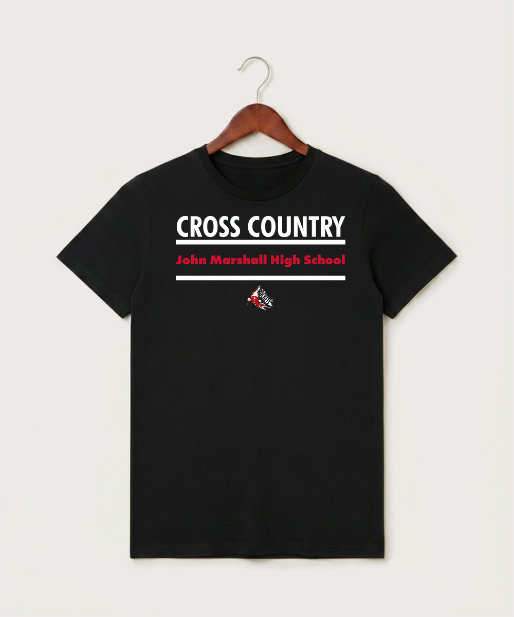 John Marshall High School Cross Country (Coed) - Black T-Shirt - Full Front