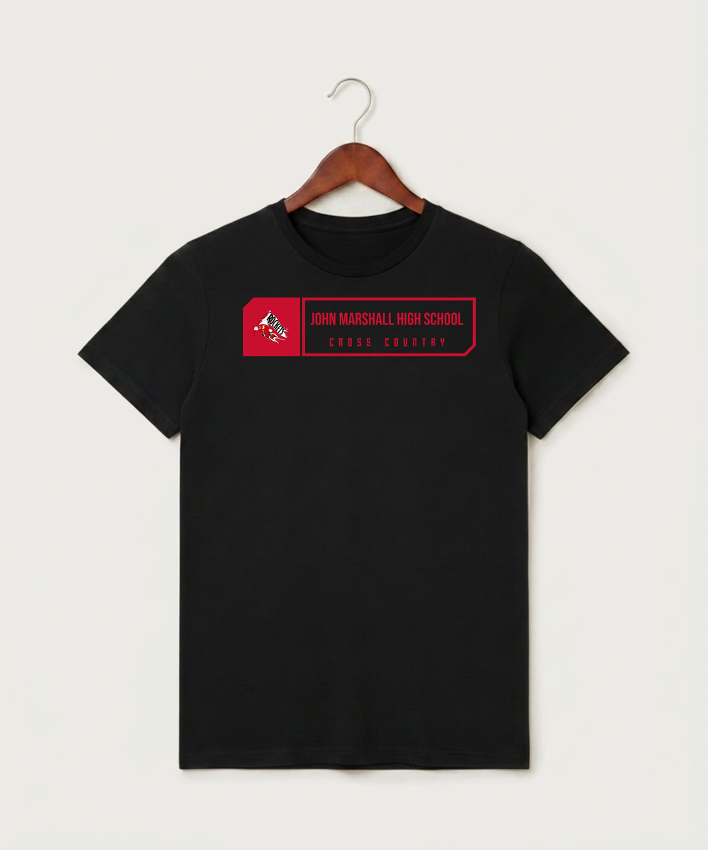 John Marshall High School Cross Country (Coed) - Black T-Shirt - Full Front