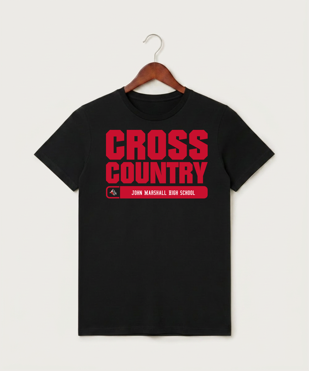 John Marshall High School Cross Country (Coed) - Black T-Shirt - Full Front