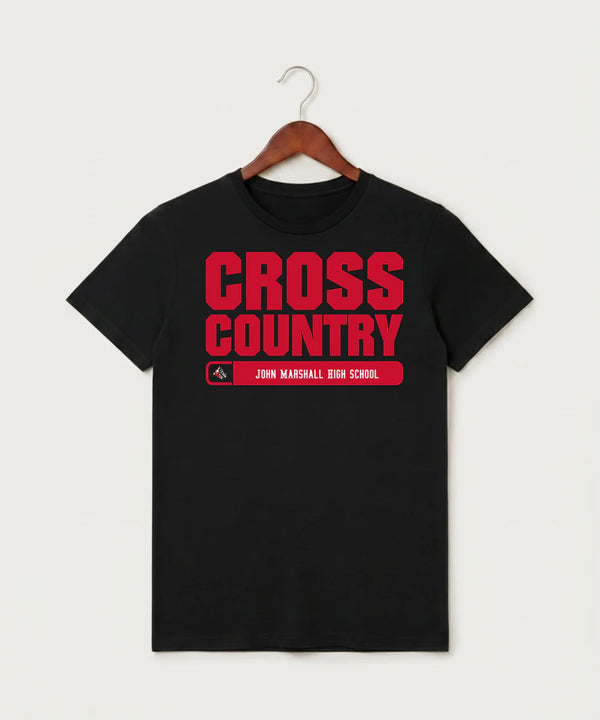 John Marshall High School Cross Country (Coed) - Black T-Shirt - Full Front