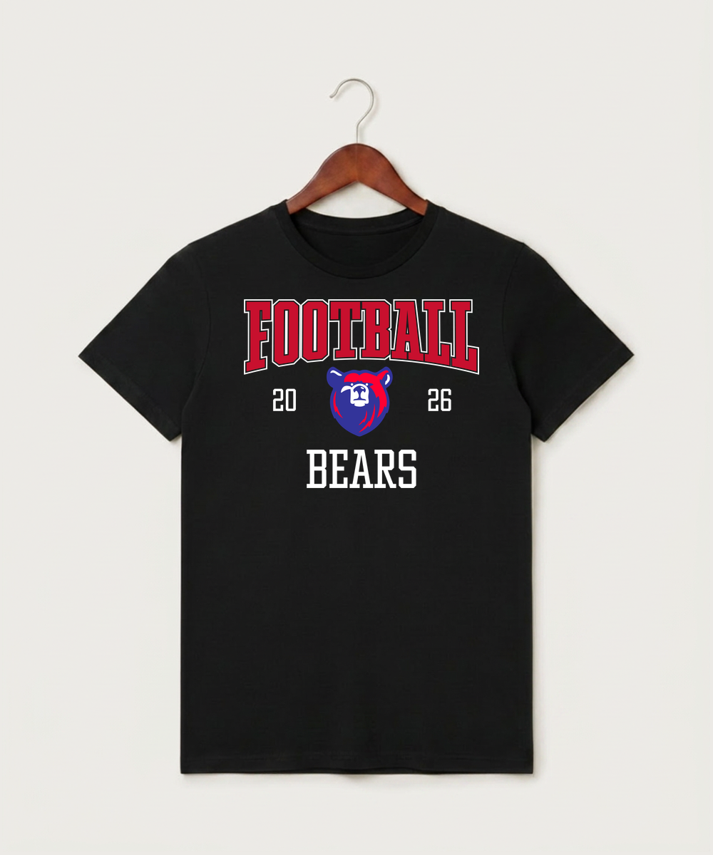 Bertha Hewitt High School Football (Boys) - Black T-Shirt - Full Front