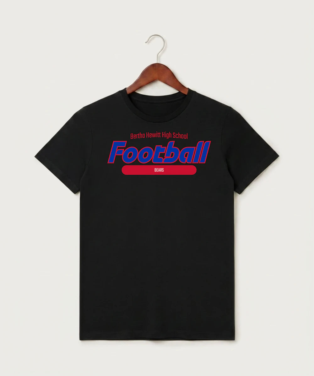Bertha Hewitt High School Football (Boys) - Black T-Shirt - Full Front