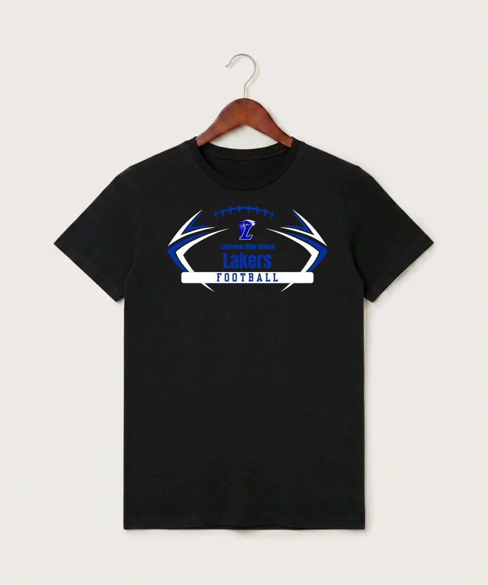 Lakeview High School Football (Boys) - Black T-Shirt - Full Front