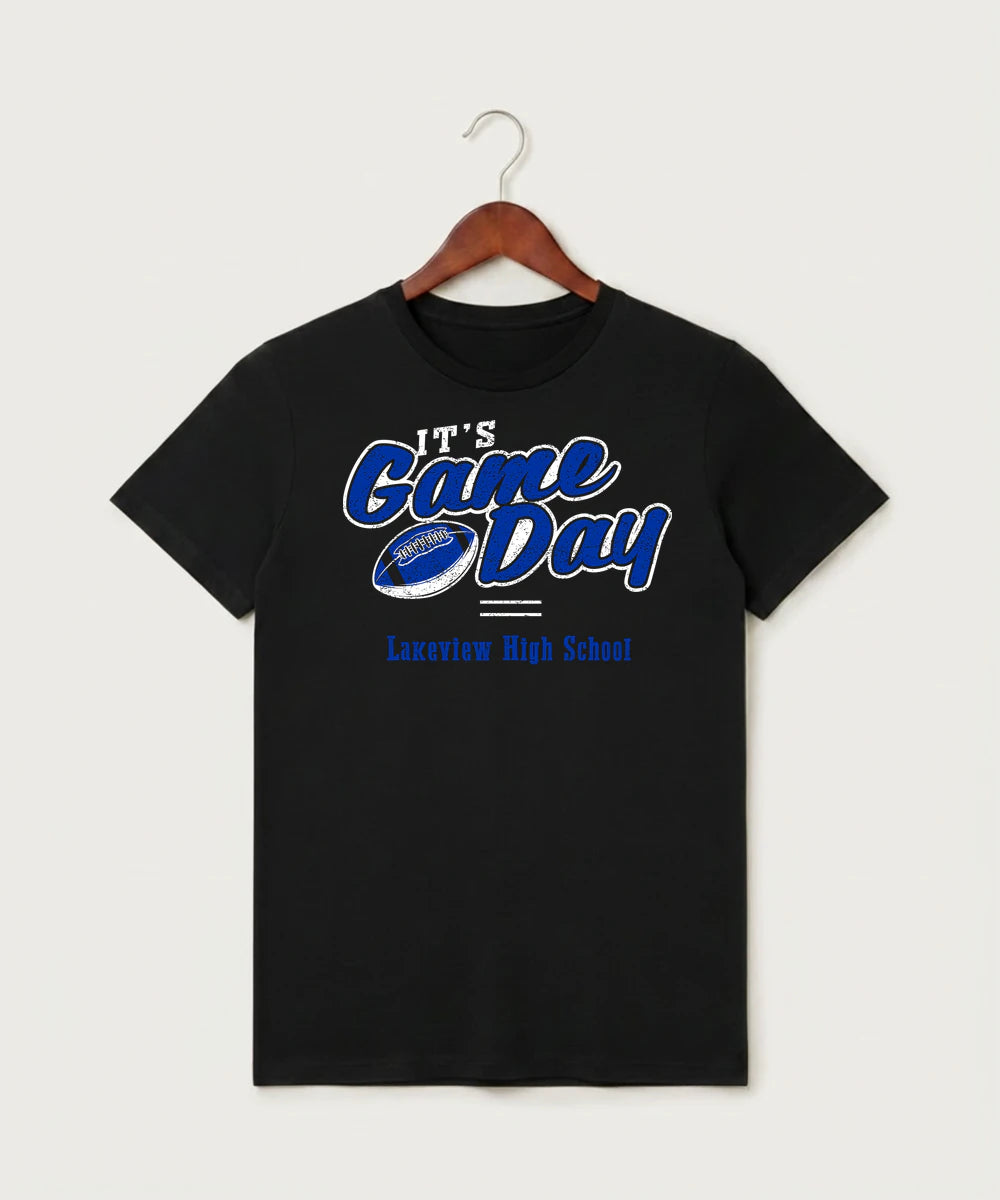Lakeview High School Football (Boys) - Black T-Shirt - Full Front