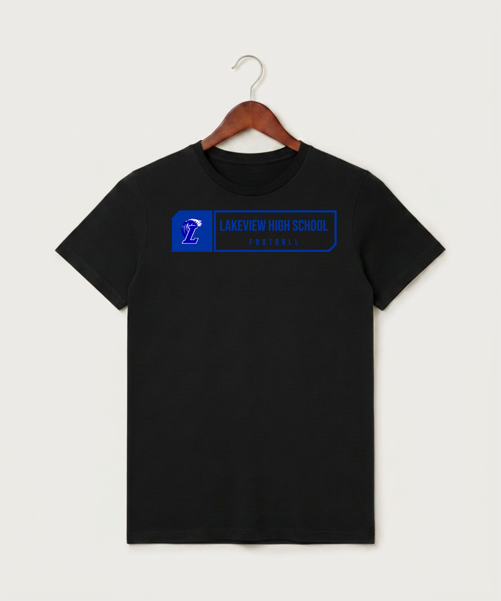 Lakeview High School Football (Boys) - Black T-Shirt - Full Front