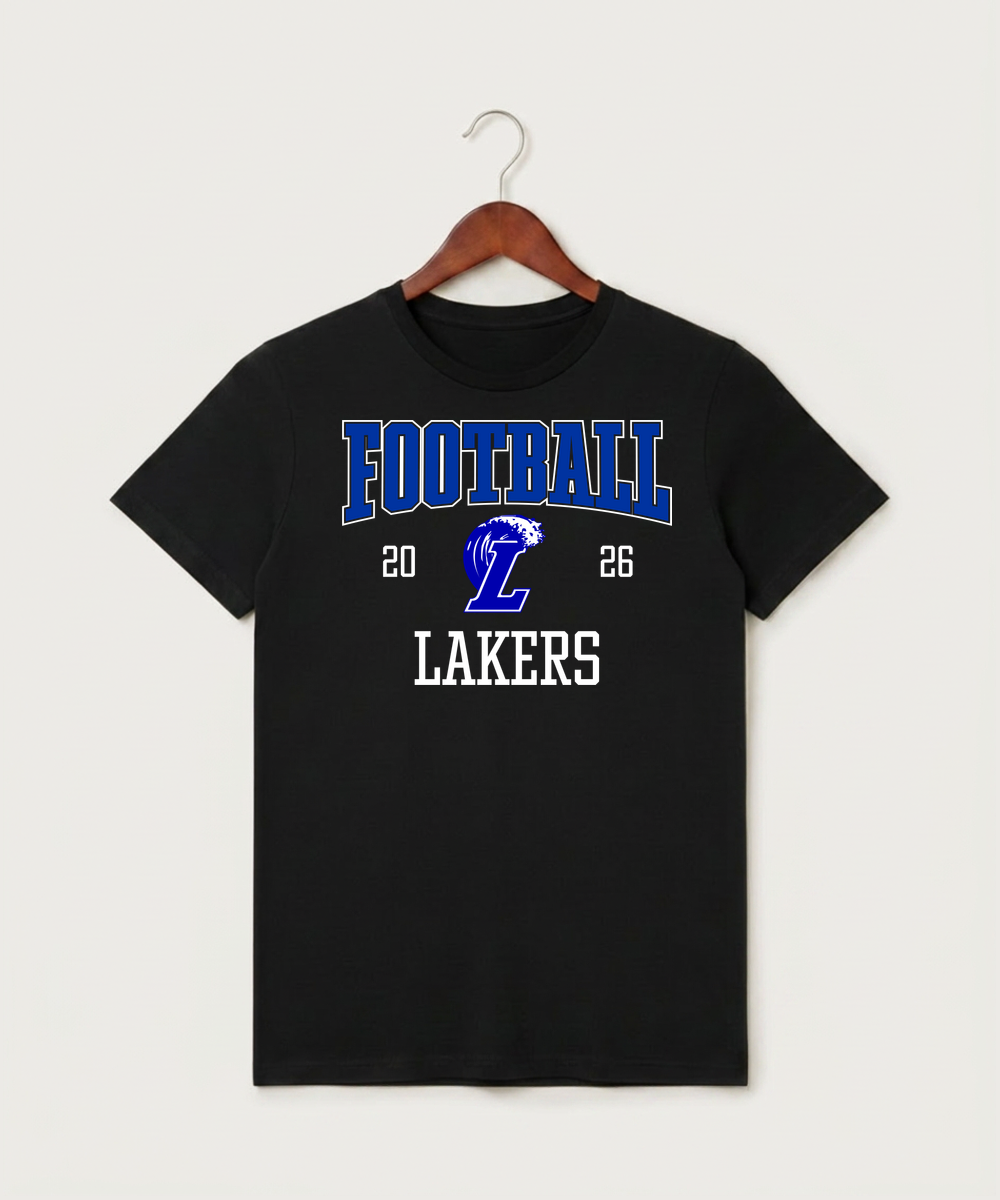 Lakeview High School Football (Boys) - Black T-Shirt - Full Front