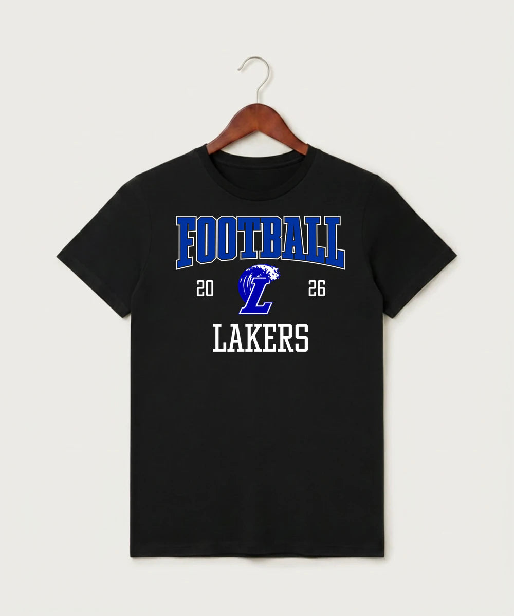 Lakeview High School Football (Boys) - Black T-Shirt - Full Front