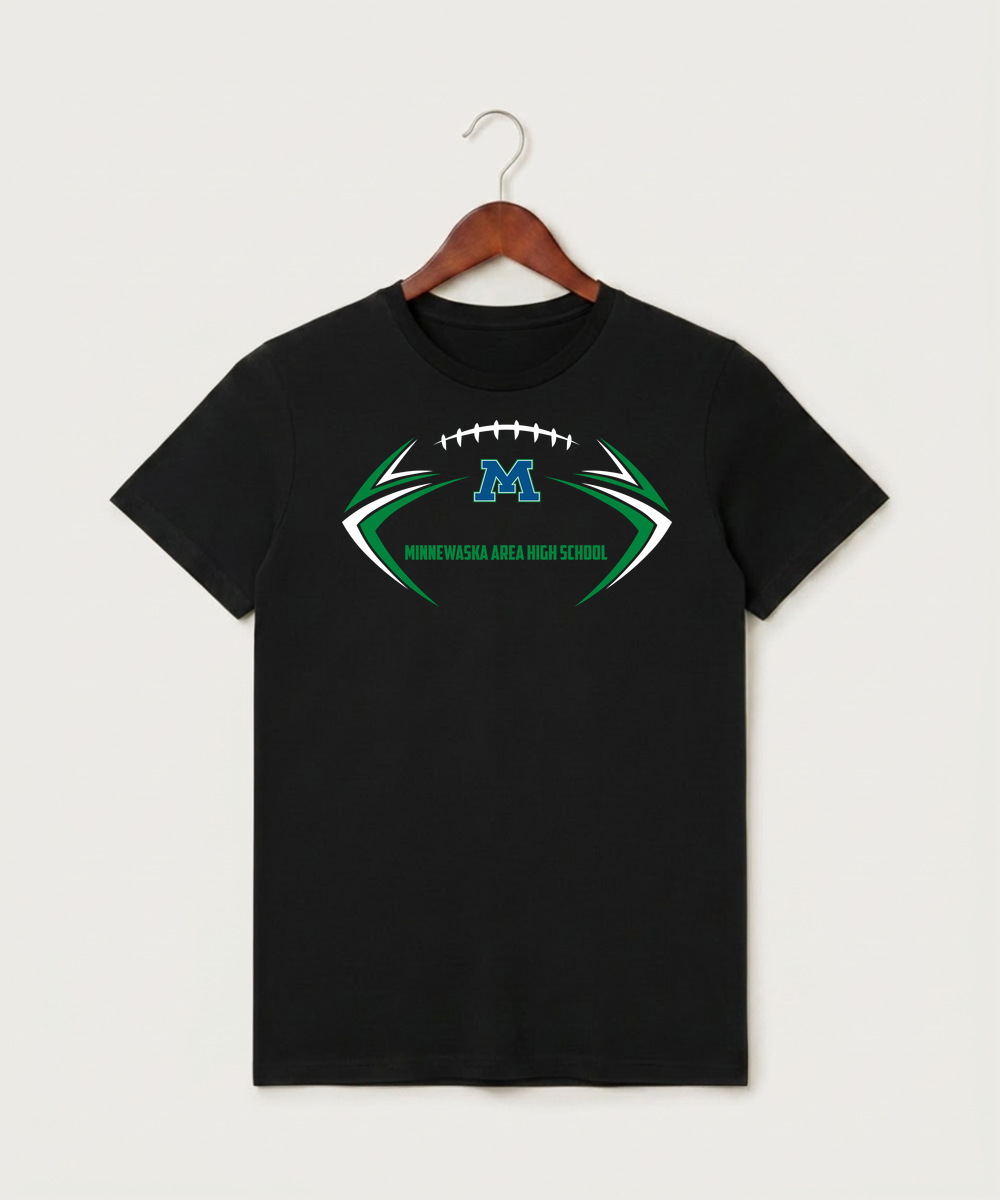 Minnewaska Area High School Football (Boys) - Black T-Shirt - Full Front