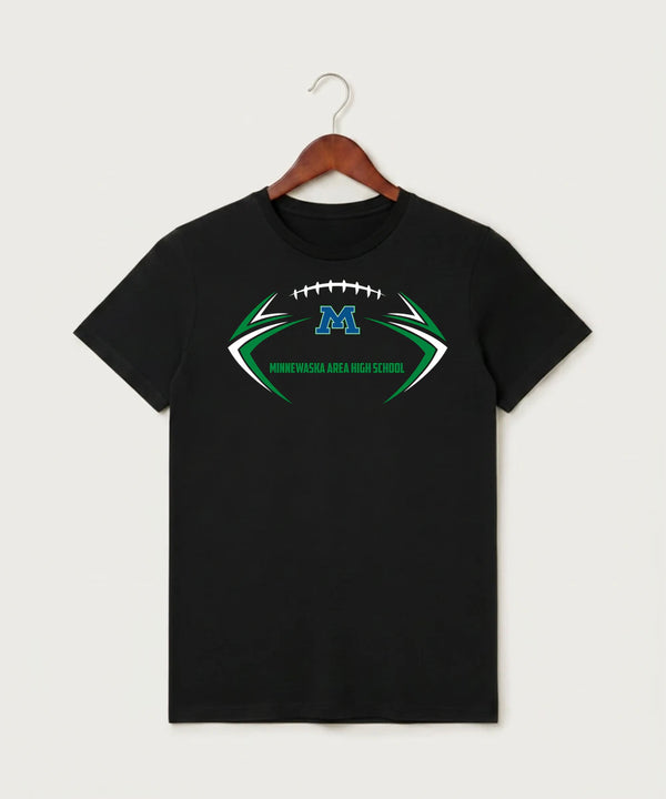 Minnewaska Area High School Football (Boys) - Black T-Shirt - Full Front