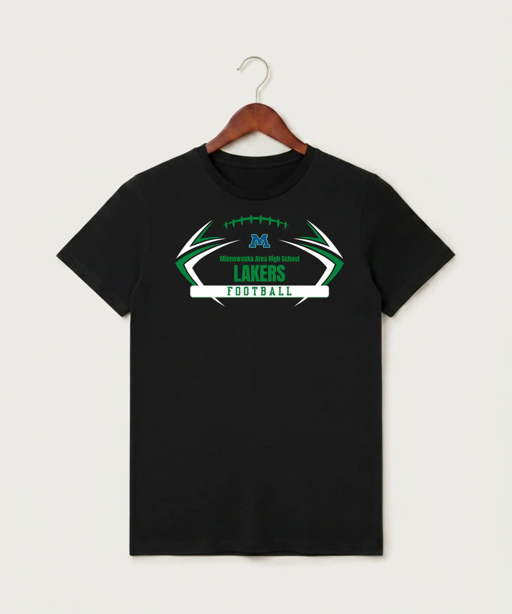 Minnewaska Area High School Football (Boys) - Black T-Shirt - Full Front