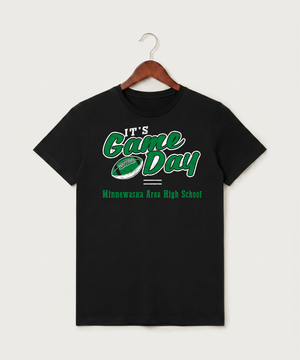 Minnewaska Area High School Football (Boys) - Black T-Shirt - Full Front