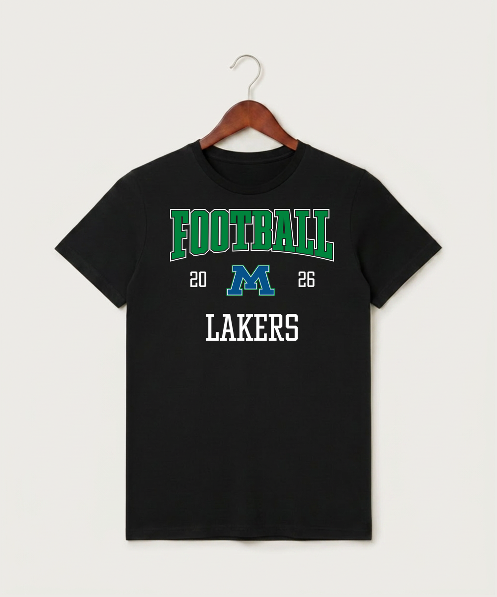 Minnewaska Area High School Football (Boys) - Black T-Shirt - Full Front