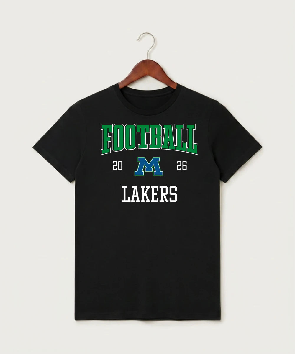 Minnewaska Area High School Football (Boys) - Black T-Shirt - Full Front