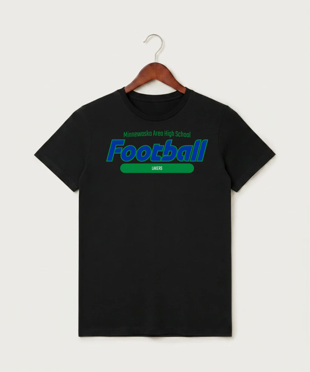 Minnewaska Area High School Football (Boys) - Black T-Shirt - Full Front