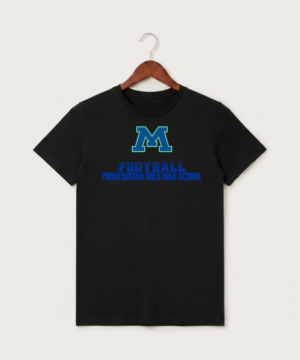 Minnewaska Area High School Football (Boys) - Black T-Shirt - Full Front