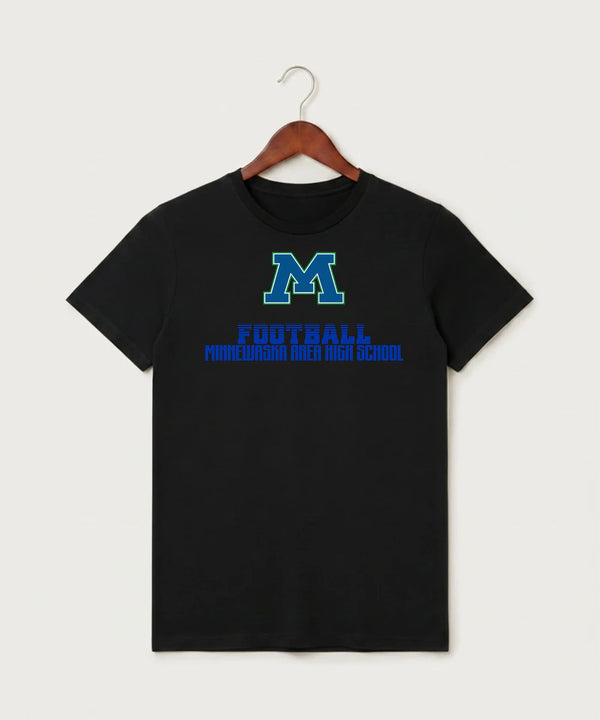 Minnewaska Area High School Football (Boys) - Black T-Shirt - Full Front