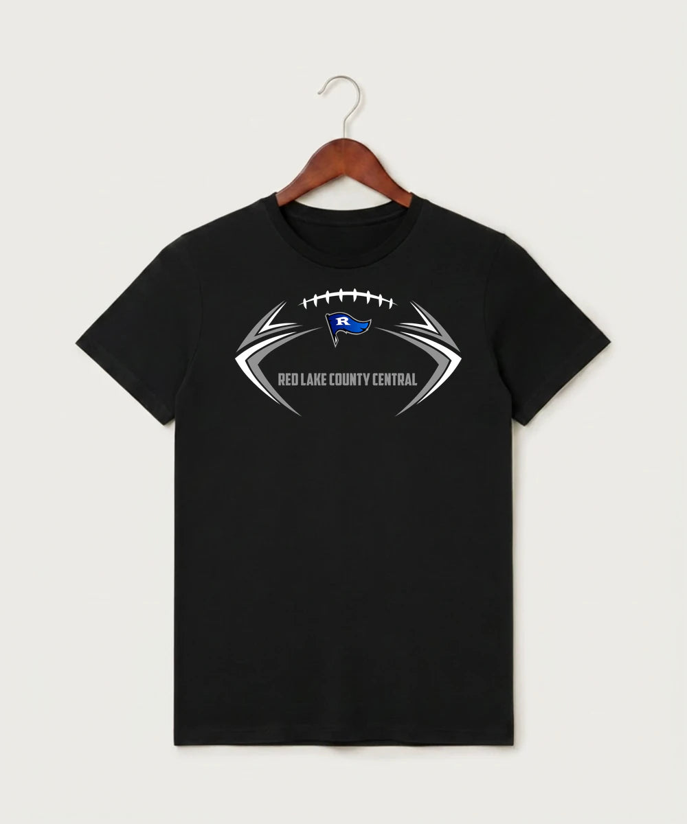 Red Lake County Central Football (Boys) - Black T-Shirt - Full Front