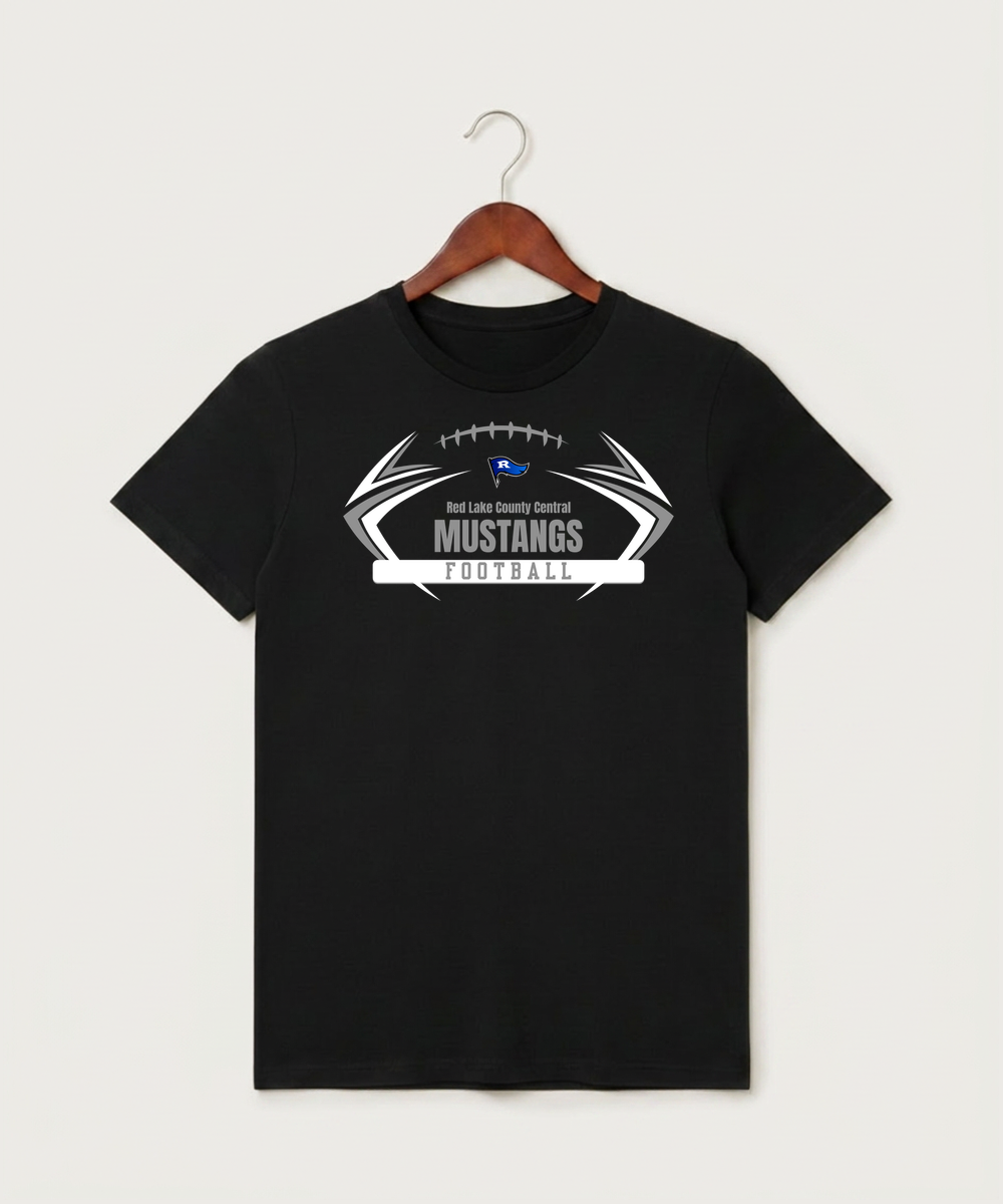 Red Lake County Central Football (Boys) - Black T-Shirt - Full Front