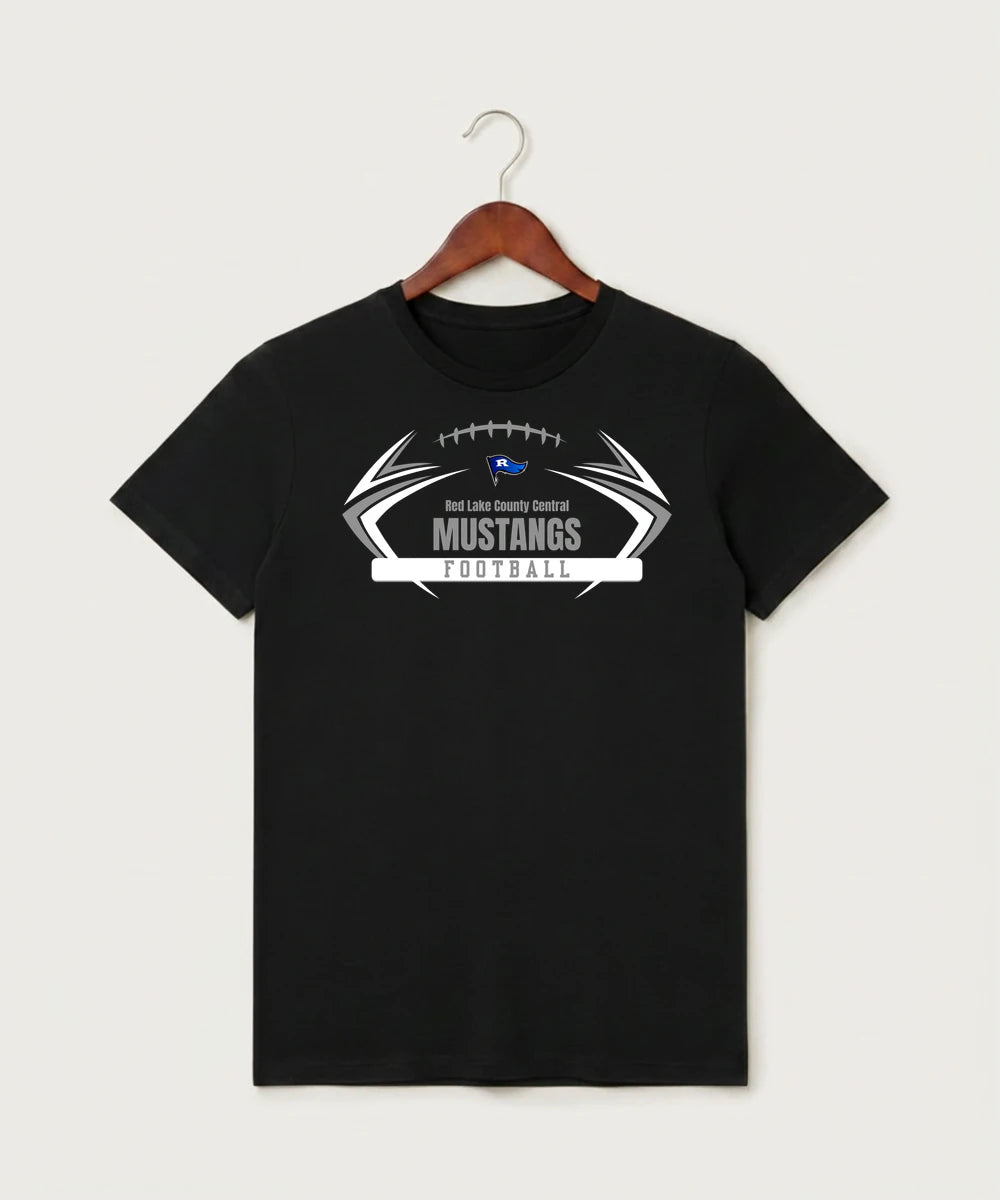 Red Lake County Central Football (Boys) - Black T-Shirt - Full Front