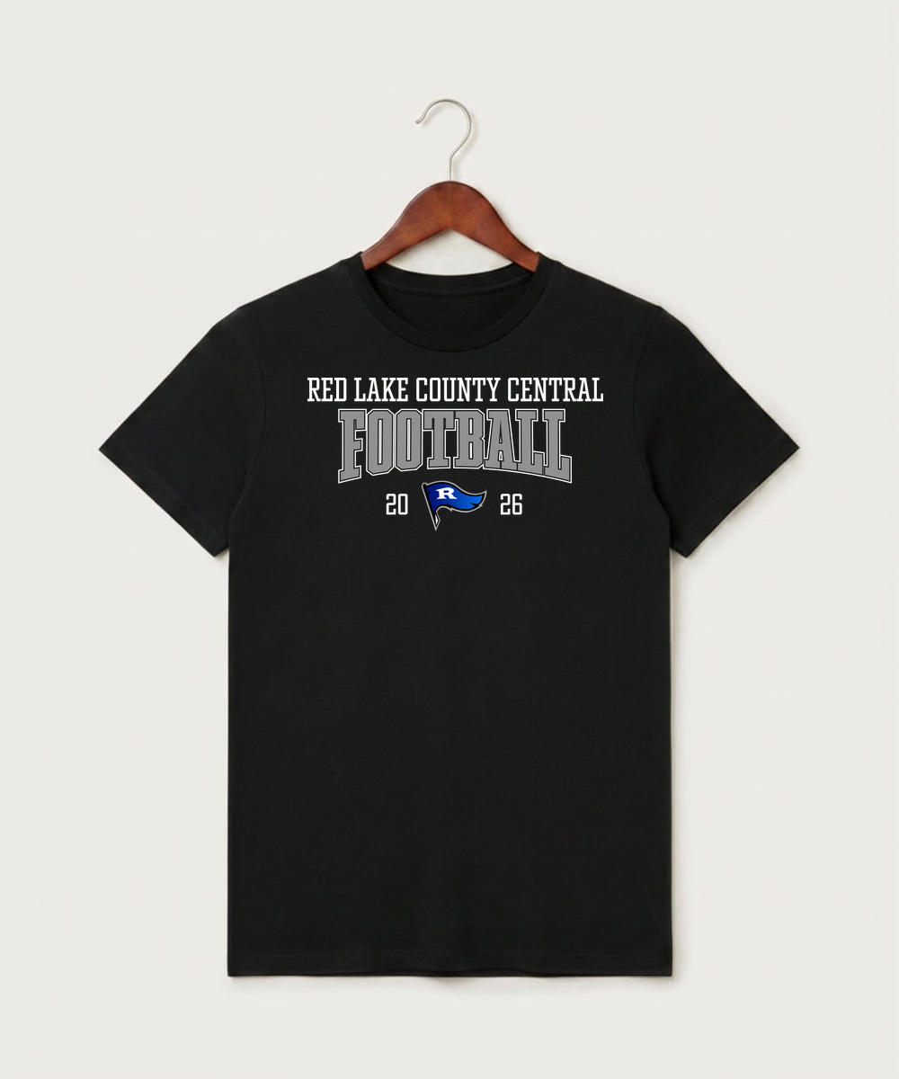 Red Lake County Central Football (Boys) - Black T-Shirt - Full Front