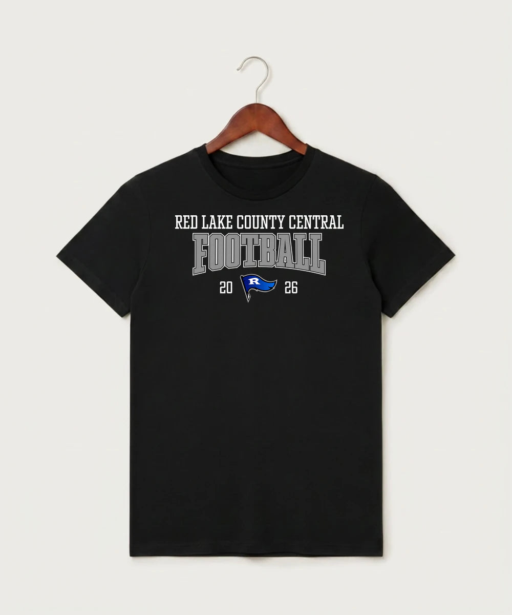 Red Lake County Central Football (Boys) - Black T-Shirt - Full Front