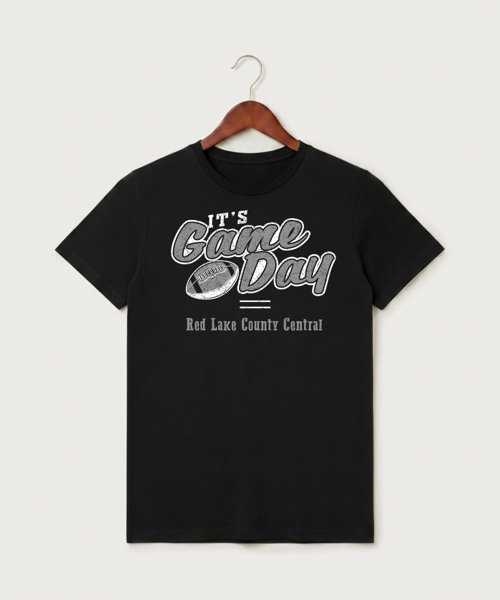 Red Lake County Central Football (Boys) - Black T-Shirt - Full Front